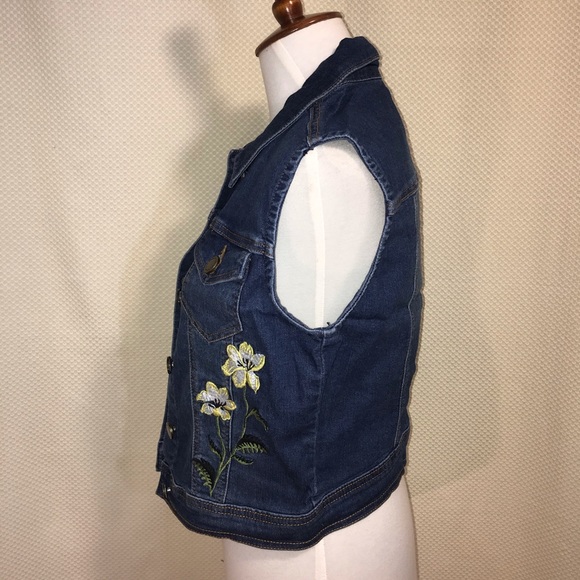 Dark Denim Vest Romeo Juliet Couture Small Embroid - Picture 5 of 10